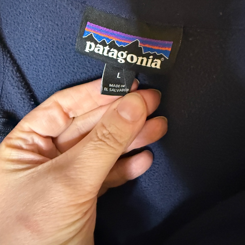 Patagonia Navy Blue Quarter-Zip Fleece Jacket Size L - Picture 4 of 6